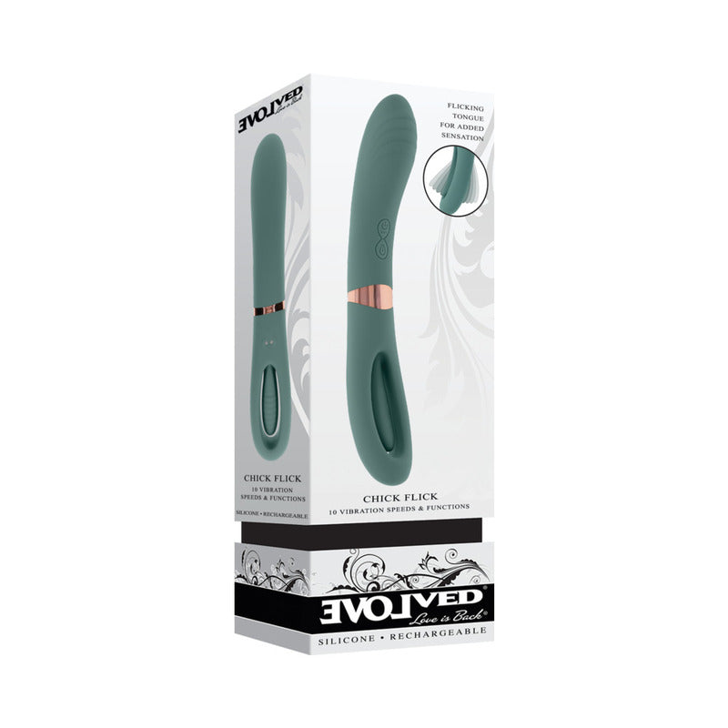 Evolved Chick Flick Rechargeable Vibrator with Flicker Silicone Mint-0