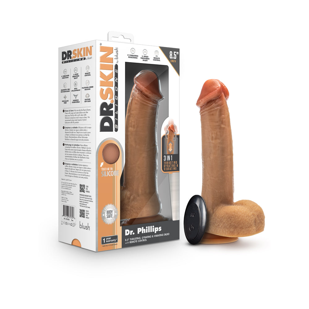 Dr. Skin Silicone Dr. Phillips Thrusting Dildo 8.5 in. Tan-0